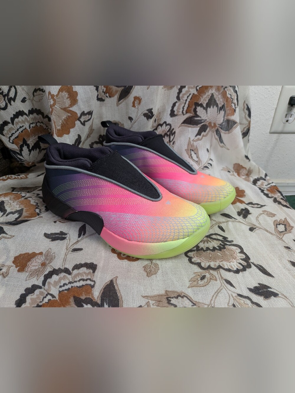 adidas Kids Gradient Slip-On Sneakers in Pink, Purple & Lime 🏀